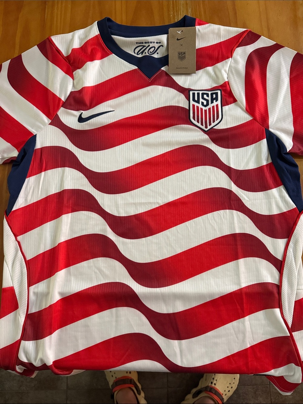 Nike Red, White & Navy USA Wavy Soccer Jersey